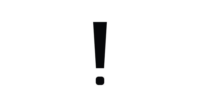 3D exclamation mark symbol icon on white background representing warning alert danger caution important sign vector illustration