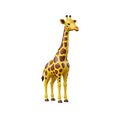 Fototapeta premium Full length portrait of a cute toy giraffe figure isolated on white background.