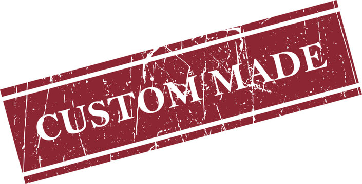 Custom made red stamp on white background distressed texture isolated vector illustration