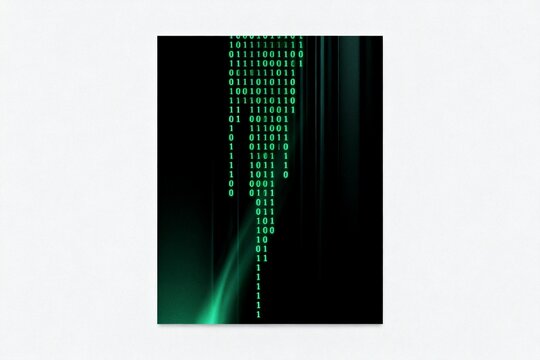 Digital Binary Code Flow on Black Background