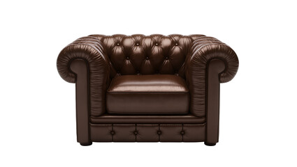 Fototapeta premium Chesterfield armchair brown leather tufted upholstery
