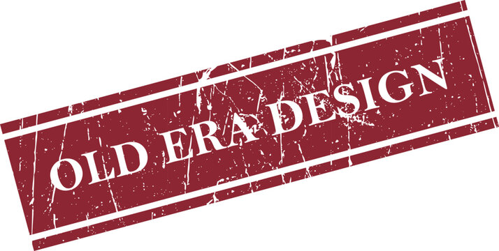 Old era design red rubber stamp isolated on white background vintage distressed texture