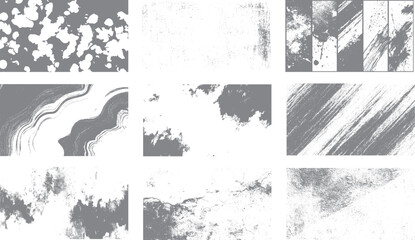 Fototapeta premium Dark cement texture pack with distressed grunge overlays Abstract grunge stamp collection with concrete wall patterns