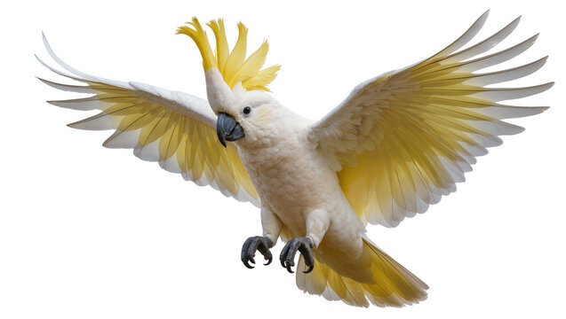Sulphur-crested cockatoo with wings spread
