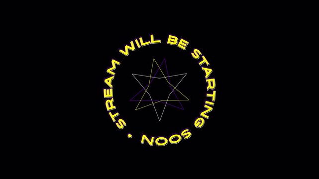 Animated 'Stream Will Be Starting Soon' Text with Geometric Shape
