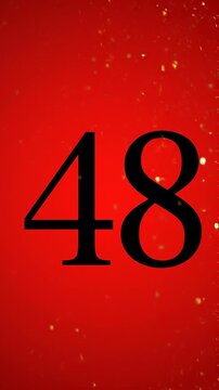 Gold Glitter Blow‑Away Reveal of Number 48 on Solid Background