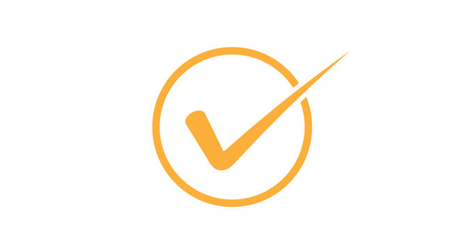 Green check mark icon button symbol showing correct choice approval success and agreement in checklist voting concept