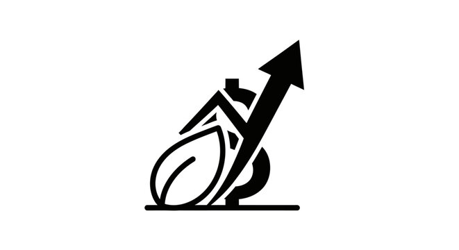 Green Economy Growth Concept: Leaf, Dollar Sign, and Upward Arrow Icon