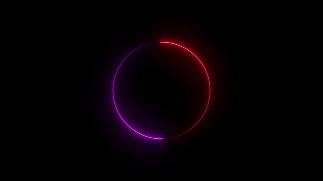 glowing neon line circular lens animation neon round