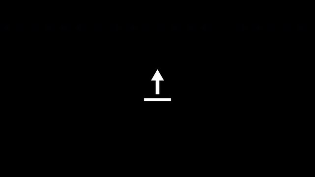 Upload Icon Animation Up Exit On Top and Show Again On Bottom Clean White Loop Transparent Background