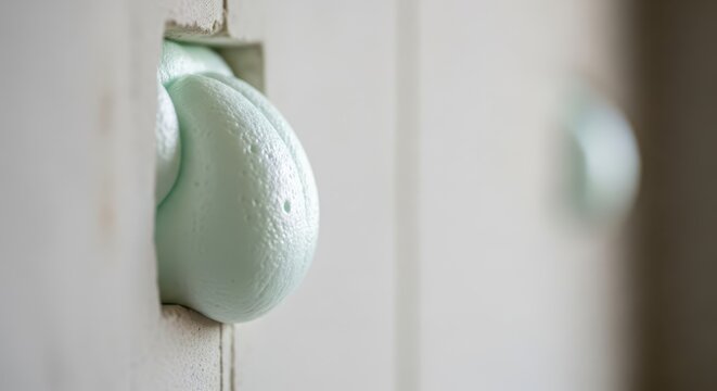 Close-up of insulating foam material filling a gap in a building structure