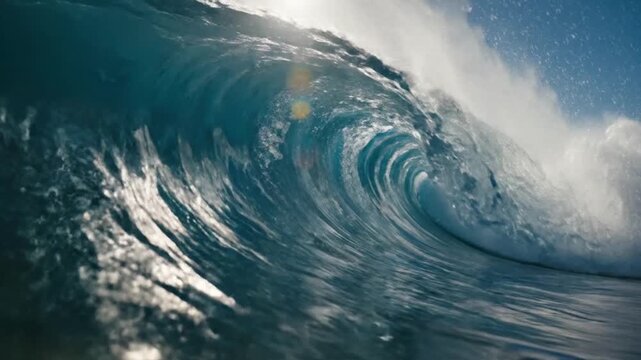 Ocean wave crashing in clear water.