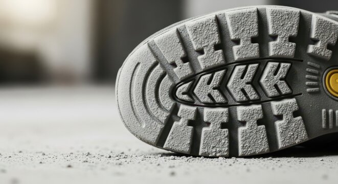 Extreme close-up of a shoe sole's textured tread pattern designed for optimal traction on various surfaces