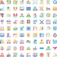 Fototapeta premium Set of vector icons illustrating diverse concepts including technology, environment, health, business, economy, lifestyle, and communication, perfect for ui design and web applications