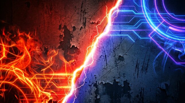 Abstract Sports Canvas Red Orange Fire Lightning Energy Effect Background