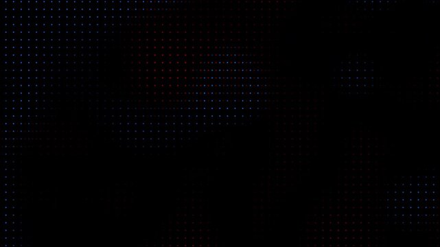 Animated abstract technology random dots and grid 4K on black background. Loop background. Led halftone and moire effect