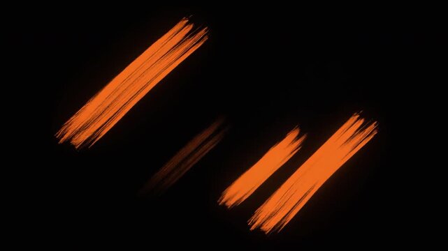 A dynamic 4K abstract animation featuring warm orange diagonal film burns and light leaks flashing against a pure black background