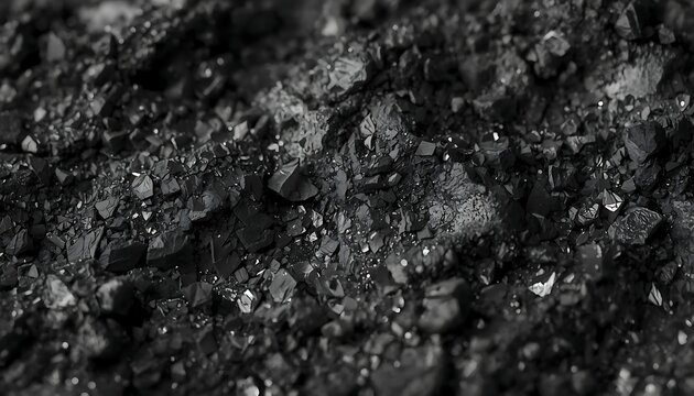 Closeup of raw coal texture, highquality detailed background of black carbon mineral chunks, industrial fuel material for energy production