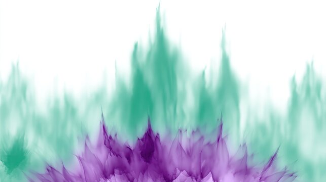 A vibrant abstract image of purple and green smoke or vapor.