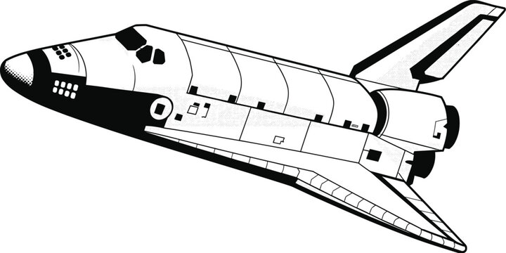 Space Shuttle Vector Illustration with Detailed Silhouette for Aerospace Design, Educational Projects, Technology Graphics, and Sci-Fi Creative Concepts