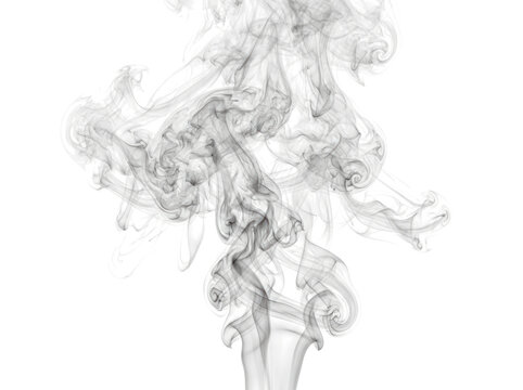 Smoke rises in wispy tendrils upward freely