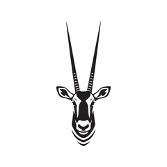 Minimalist black and white oryx antelope head silhouette vector illustration  © Journey