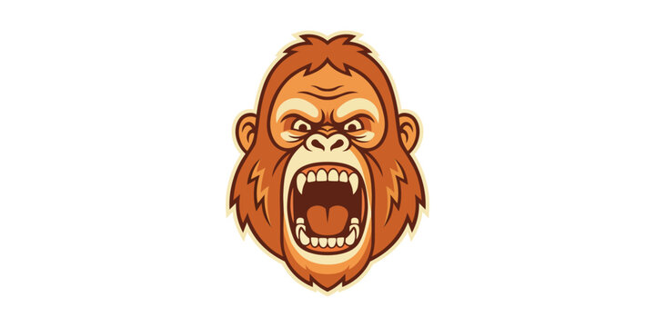 Ferocious gorilla face illustration with open mouth aggressive ferocious illustration strength wildlife portrait detailed predator dominant creature powerful isolated