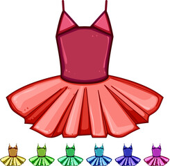 classical ballerina dress cartoon. pointe chiffon, satin tulle, leotard rehearsal classical ballerina dress sign colorful illustration © PikePicture