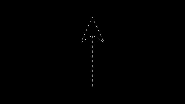 upward arrow line reveal animation with moving dashed stroke..