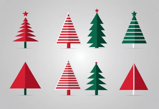 Minimalist and Modern Style Christmas Tree Icon Collection