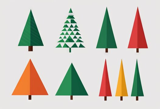 Minimalist and Modern Style Christmas Tree Icon Collection
