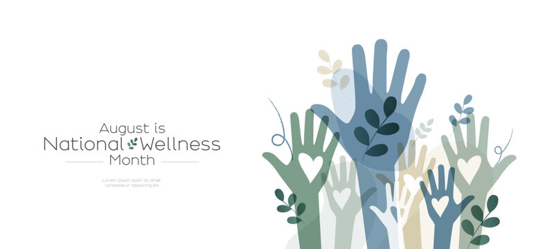 August is National Wellness Month banner. 