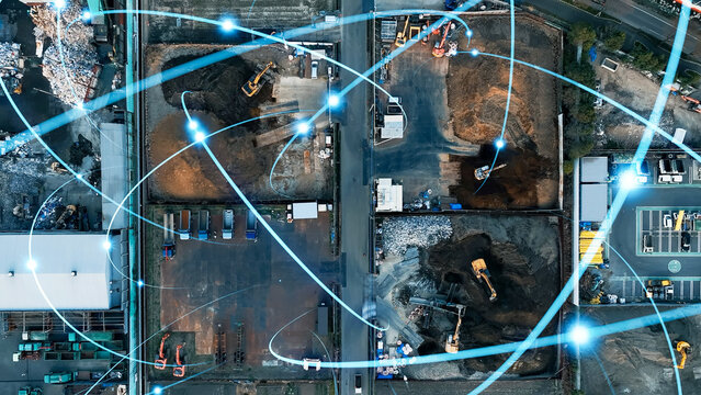 建設現場と通信ネットワーク　ドローン空撮