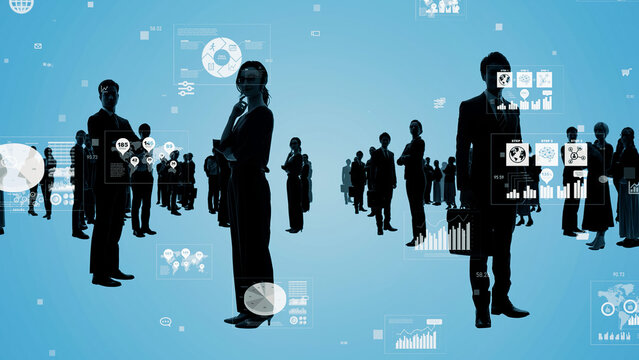 Multinational people and statistical data concept visual.