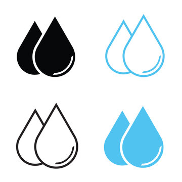 Minimalist Water Drop Icon Set in Line and Solid Style Vector Illustration