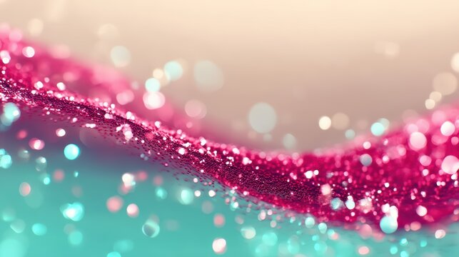 A digital illustration of a pink and blue glittery wave.