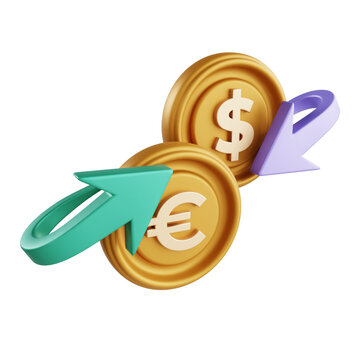 dollar euro exchange 3d icon illustration object