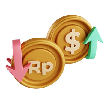 rupiah decrease 3d icon illustration object