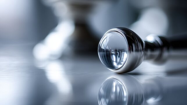 A shiny silver door knob.