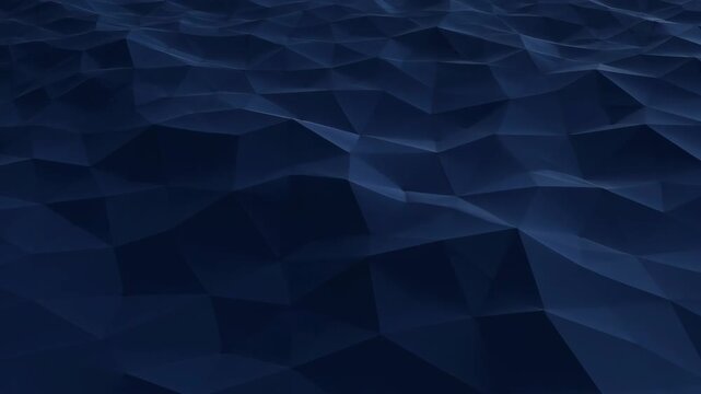 Corporate blue abstract background with dark geometric polygon surface, low poly pattern and soft gradient reflections for modern business design and technology theme