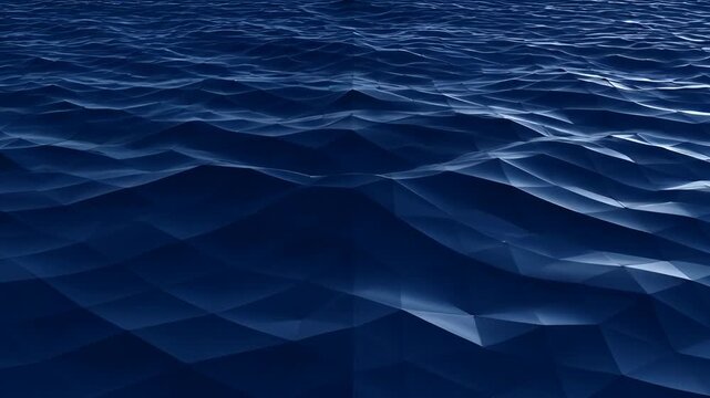 Blue abstract ocean wave corporate background with dark geometric water surface, calm texture and soft light, modern polygon depth for business design and SEO friendly use