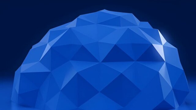 Abstract geometric shape blue corporate background with faceted polygon lowpoly digital texture, blue lowpoly sphere abstract geometric corporate blue background with smooth faceted shape and modern