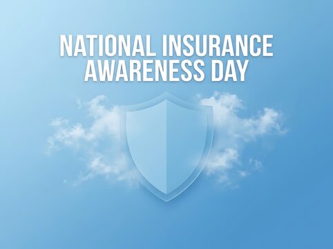 Modern shield icon with clouds symbolizing protection for national insurance awareness day concept