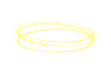 Naklejka premium Swirling lines create a golden trail with glowing particles on transparent background. Creative PNG design scene with light overlay and abstract speed lines for corporate banners.