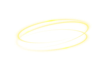 Naklejka premium Vector light line effect of golden circle. Swirling golden trail on a transparent background. Luminous fire trail and creative design scene with light overlay PNG file.