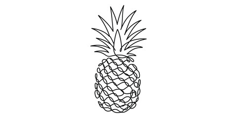 Obraz premium Continuous single line drawing of a fresh tropical pineapple fruit