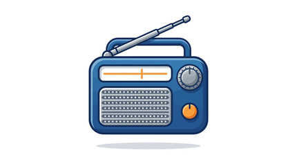 Obraz premium Retro Blue Radio Icon with Antenna and Tuning Dial