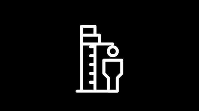 Icon representing a person being measured against a height chart or ruler
