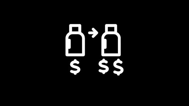 Icon representing increasing cost of a product or service over time