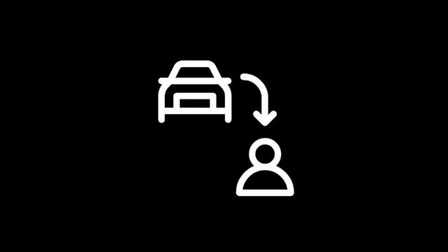 Icon representing a car dropping off a person with an arrow indicating the action
